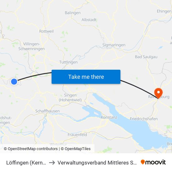 Löffingen (Kernstadt) to Verwaltungsverband Mittleres Schussental map