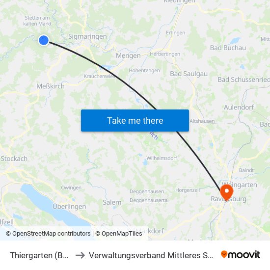 Thiergarten (Beuron) to Verwaltungsverband Mittleres Schussental map
