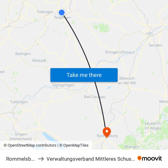 Rommelsbach to Verwaltungsverband Mittleres Schussental map