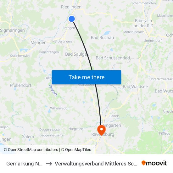 Gemarkung Neufra to Verwaltungsverband Mittleres Schussental map