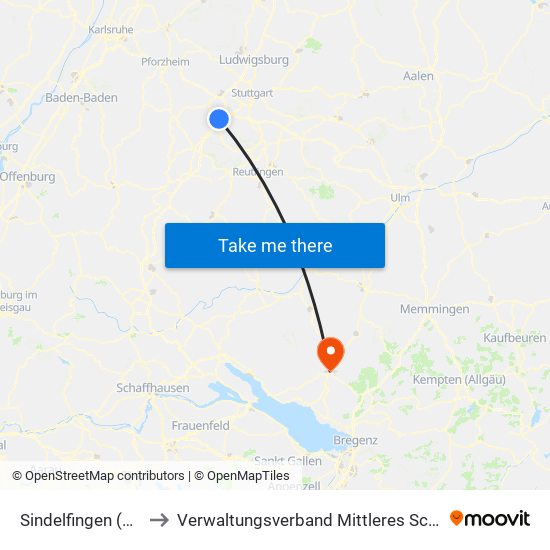 Sindelfingen (Stadt) to Verwaltungsverband Mittleres Schussental map