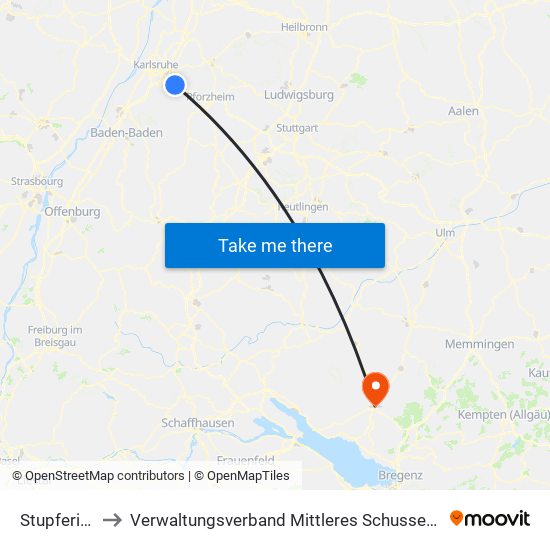Stupferich to Verwaltungsverband Mittleres Schussental map