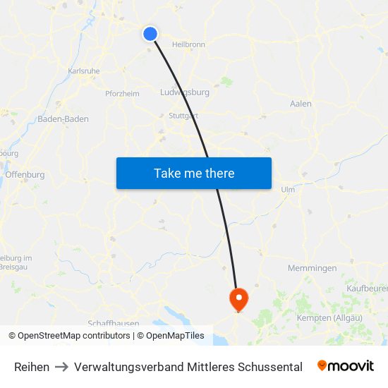 Reihen to Verwaltungsverband Mittleres Schussental map