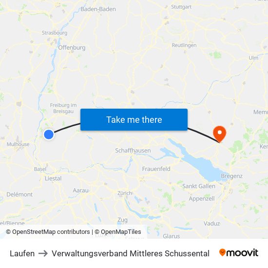 Laufen to Verwaltungsverband Mittleres Schussental map