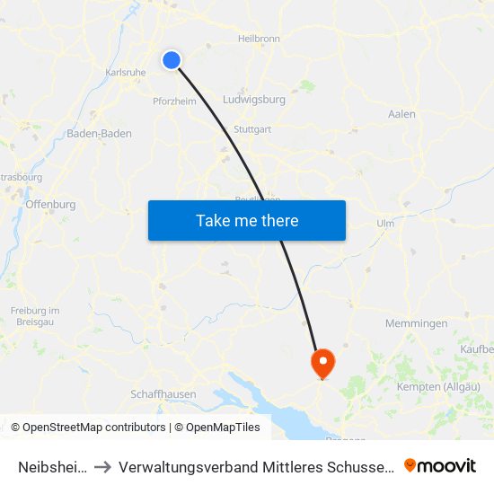 Neibsheim to Verwaltungsverband Mittleres Schussental map