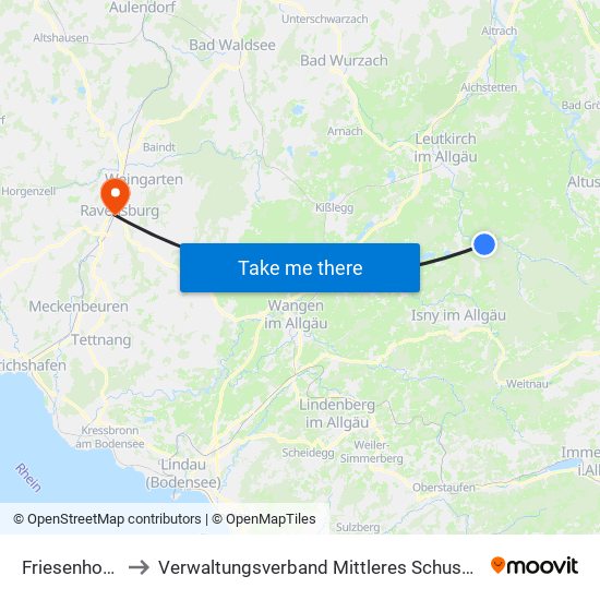Friesenhofen to Verwaltungsverband Mittleres Schussental map