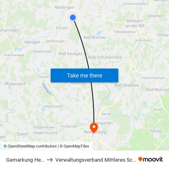 Gemarkung Heudorf to Verwaltungsverband Mittleres Schussental map