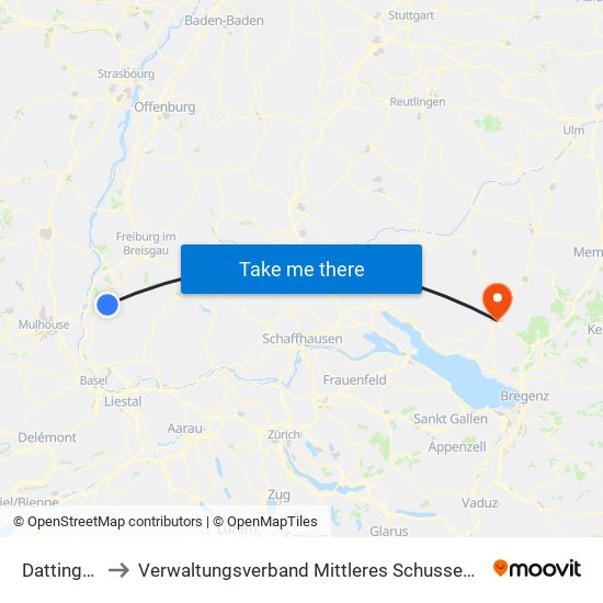 Dattingen to Verwaltungsverband Mittleres Schussental map
