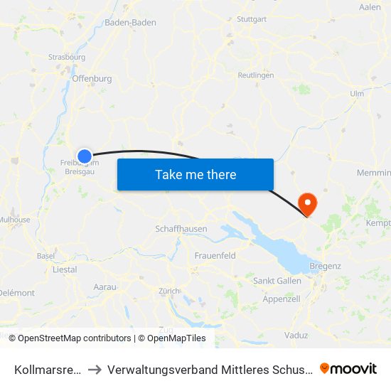 Kollmarsreute to Verwaltungsverband Mittleres Schussental map