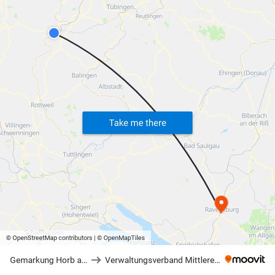 Gemarkung Horb am Neckar to Verwaltungsverband Mittleres Schussental map