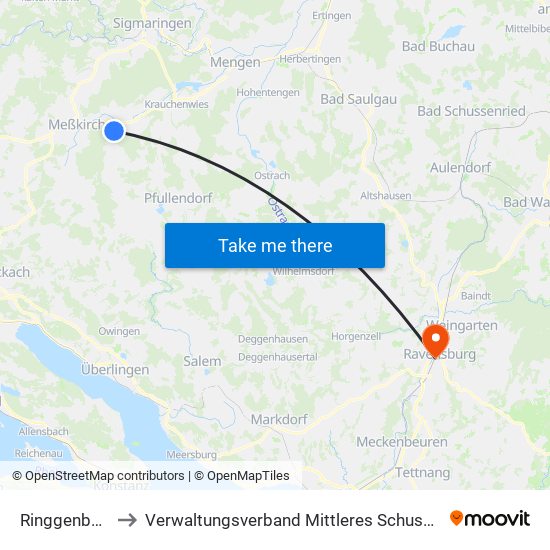 Ringgenbach to Verwaltungsverband Mittleres Schussental map