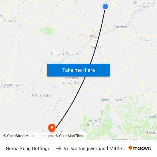 Gemarkung Dettingen am Albuch to Verwaltungsverband Mittleres Schussental map