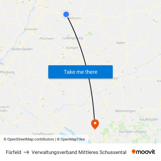 Fürfeld to Verwaltungsverband Mittleres Schussental map