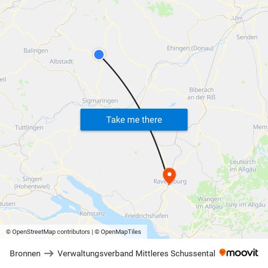 Bronnen to Verwaltungsverband Mittleres Schussental map