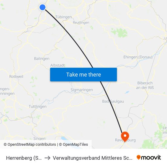 Herrenberg (Stadt) to Verwaltungsverband Mittleres Schussental map