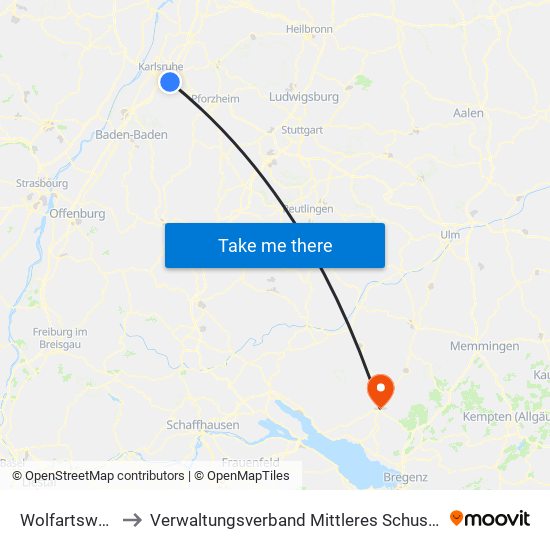 Wolfartsweier to Verwaltungsverband Mittleres Schussental map