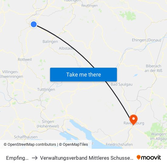 Empfingen to Verwaltungsverband Mittleres Schussental map