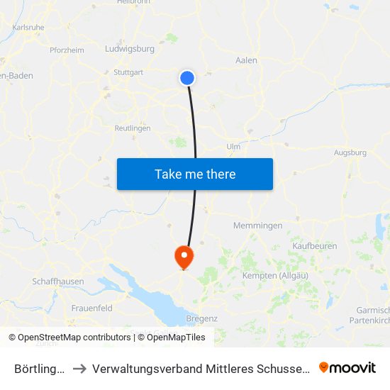 Börtlingen to Verwaltungsverband Mittleres Schussental map