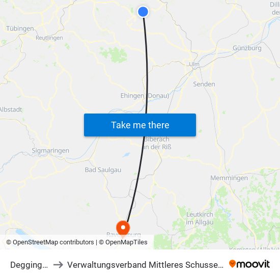Deggingen to Verwaltungsverband Mittleres Schussental map
