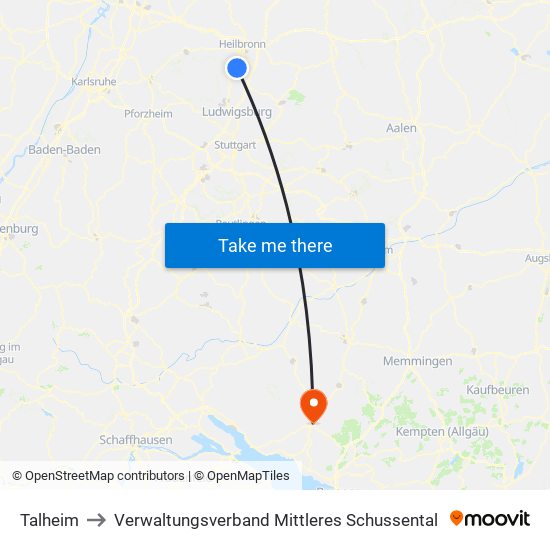 Talheim to Verwaltungsverband Mittleres Schussental map