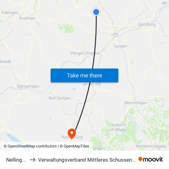 Nellingen to Verwaltungsverband Mittleres Schussental map