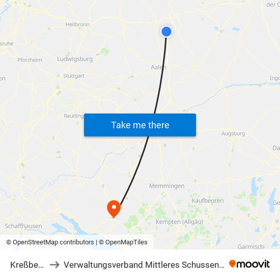 Kreßberg to Verwaltungsverband Mittleres Schussental map