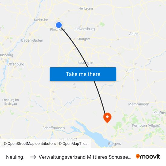 Neulingen to Verwaltungsverband Mittleres Schussental map