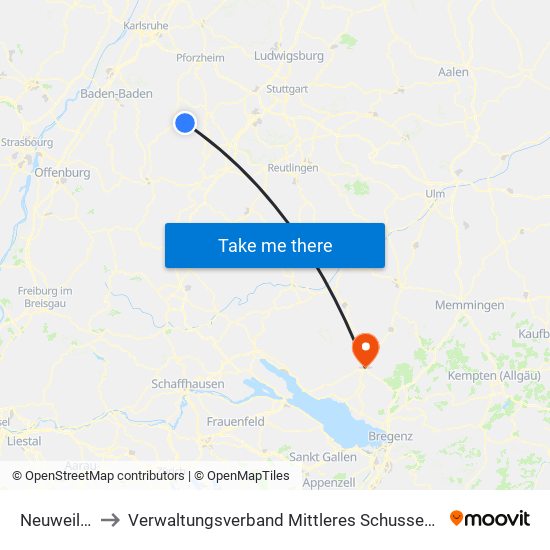 Neuweiler to Verwaltungsverband Mittleres Schussental map