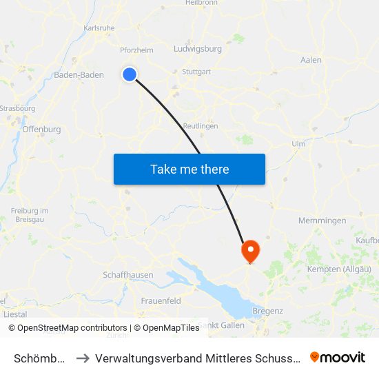 Schömberg to Verwaltungsverband Mittleres Schussental map