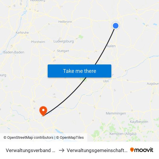 Verwaltungsverband Fichtenau to Verwaltungsgemeinschaft Tuttlingen map