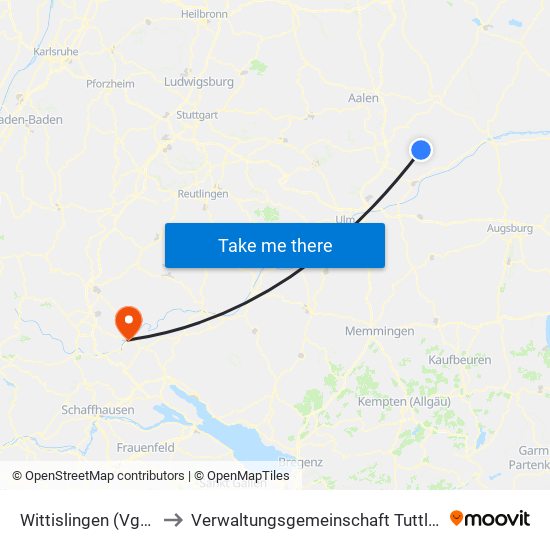 Wittislingen (Vgem) to Verwaltungsgemeinschaft Tuttlingen map