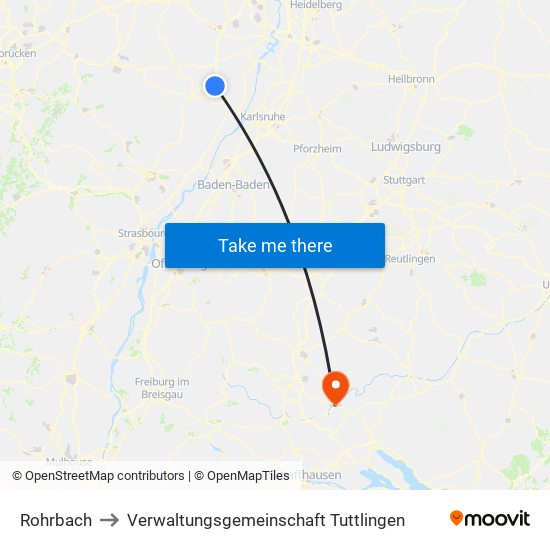 Rohrbach to Verwaltungsgemeinschaft Tuttlingen map