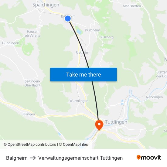 Balgheim to Verwaltungsgemeinschaft Tuttlingen map