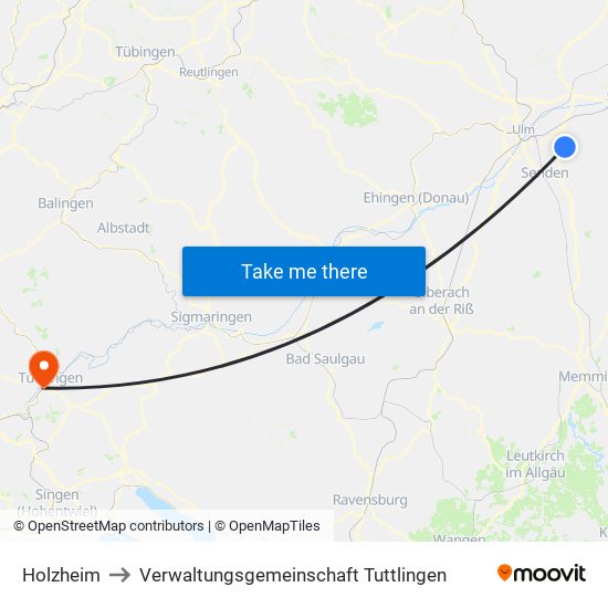 Holzheim to Verwaltungsgemeinschaft Tuttlingen map