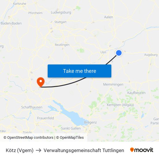 Kötz (Vgem) to Verwaltungsgemeinschaft Tuttlingen map
