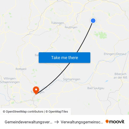 Gemeindeverwaltungsverband Lenningen to Verwaltungsgemeinschaft Tuttlingen map