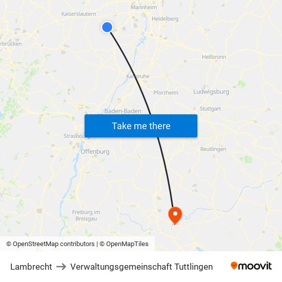 Lambrecht to Verwaltungsgemeinschaft Tuttlingen map