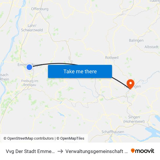 Vvg Der Stadt Emmendingen to Verwaltungsgemeinschaft Tuttlingen map