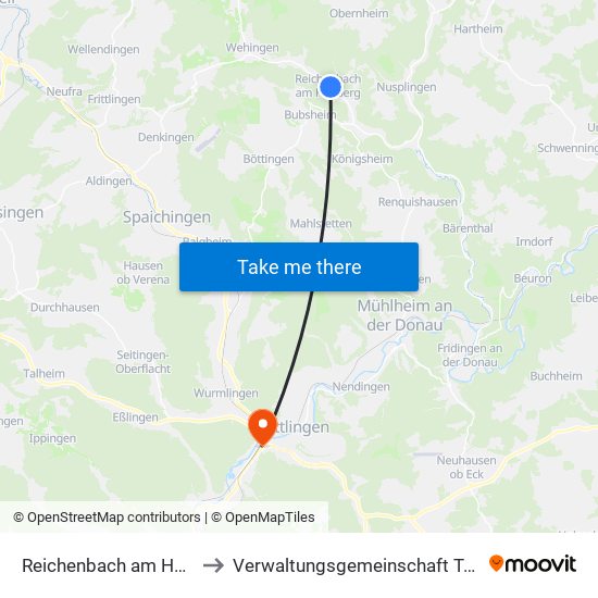 Reichenbach am Heuberg to Verwaltungsgemeinschaft Tuttlingen map