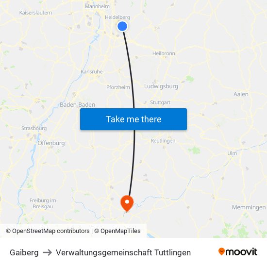 Gaiberg to Verwaltungsgemeinschaft Tuttlingen map