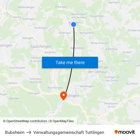 Bubsheim to Verwaltungsgemeinschaft Tuttlingen map