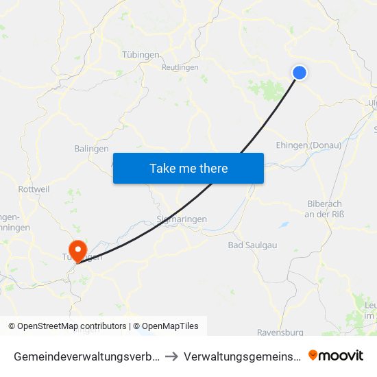 Gemeindeverwaltungsverband Laichinger Alb to Verwaltungsgemeinschaft Tuttlingen map