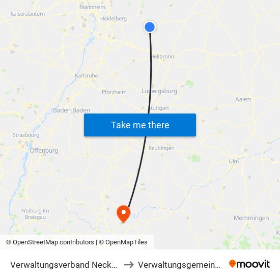 Verwaltungsverband Neckargerach-Waldbrunn to Verwaltungsgemeinschaft Tuttlingen map