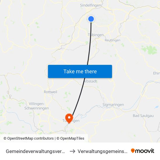 Gemeindeverwaltungsverband Holzgerlingen to Verwaltungsgemeinschaft Tuttlingen map