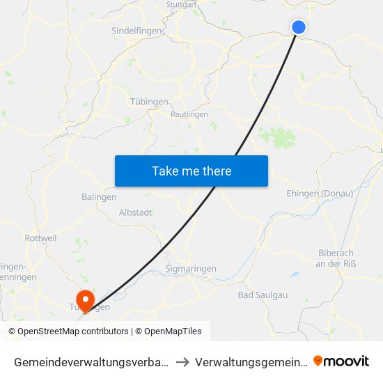 Gemeindeverwaltungsverband Östlicher Schurwald to Verwaltungsgemeinschaft Tuttlingen map