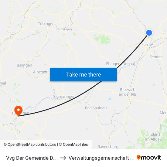Vvg Der Gemeinde Dornstadt to Verwaltungsgemeinschaft Tuttlingen map