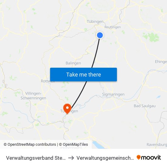 Verwaltungsverband Steinlach-Wiesaz to Verwaltungsgemeinschaft Tuttlingen map