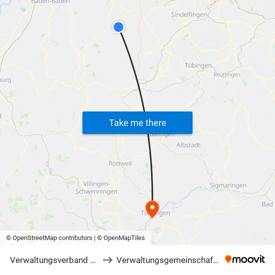 Verwaltungsverband Teinachtal to Verwaltungsgemeinschaft Tuttlingen map