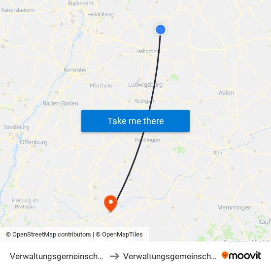 Verwaltungsgemeinschaft Möckmühl to Verwaltungsgemeinschaft Tuttlingen map