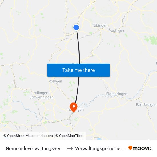 Gemeindeverwaltungsverband Oberes Gäu to Verwaltungsgemeinschaft Tuttlingen map